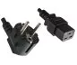Preview: Mains cable CEE 7/7 90° to C19, 1mm², VDE, black, length 1.80m